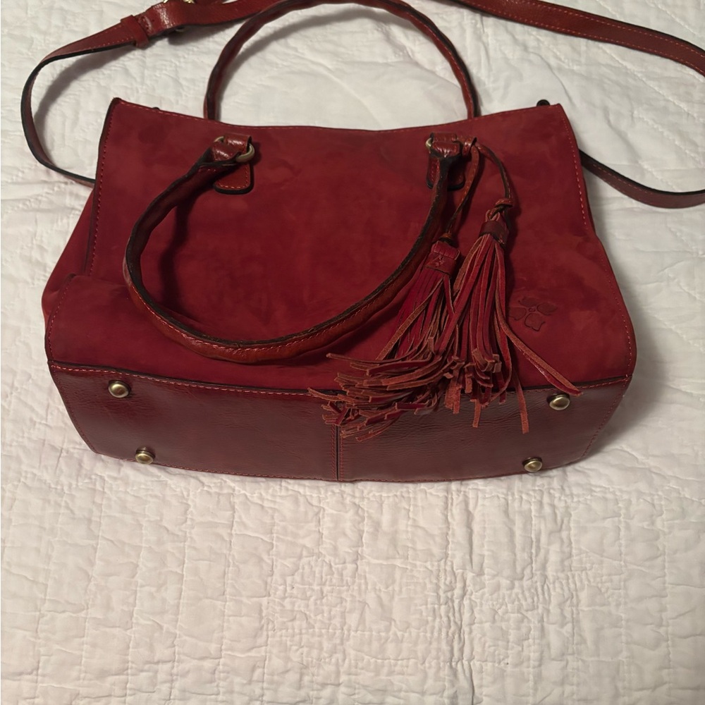 Patricia Nash Crimson Leather Shoulder Bag